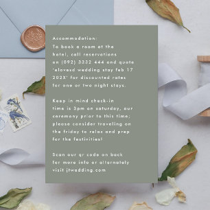 Simple Modern Sage White Details Accommodation RSVP Card