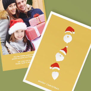 Simple Modern Santa Graphic Gold Christmas Photo Holiday Card