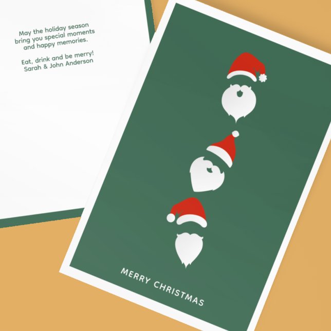 Simple Modern Santa Graphic Green Christmas Holiday Card (Creator Uploaded)