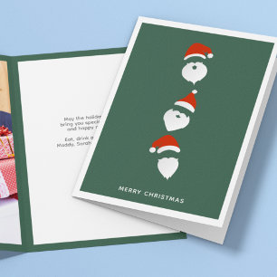 Simple Modern Santa Graphic Green Christmas Photo Holiday Card