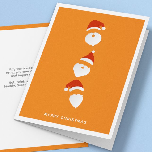 Simple Modern Santa Graphic Orange Christmas Holiday Card (Creator Uploaded)