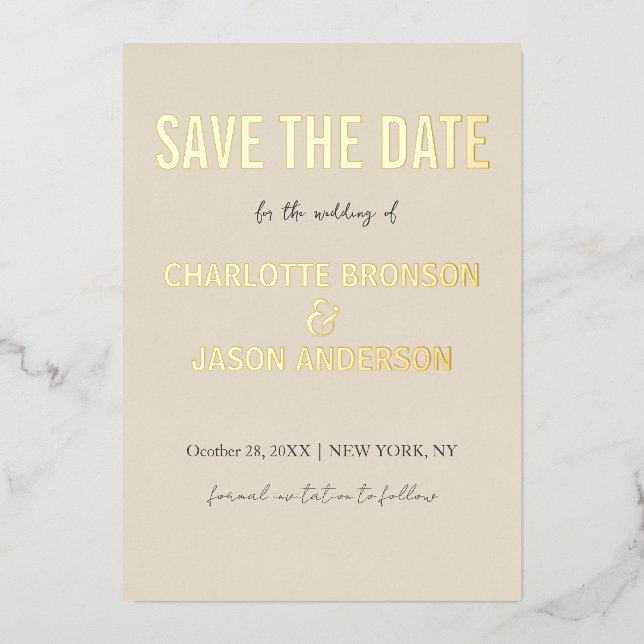 Simple Modern Save The Date Gold  (Front)