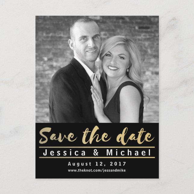 Simple Modern Save the Date photo Announcement Postcard (Front)