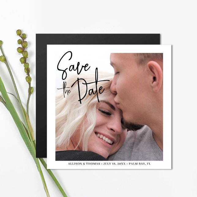 Simple Modern Save The Date Photo Wedding Magnetic Invitation (Magnetic invites stick to any metal, ensuring guests remember your special day with ease.)