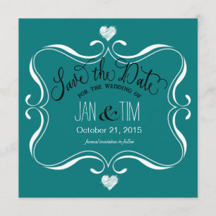 Simple Modern Save the Date   teal white
