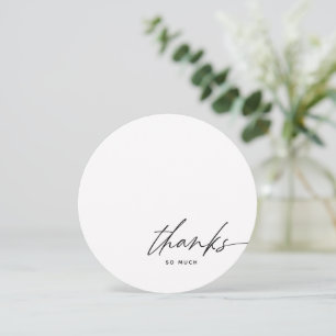Simple Modern Script Black White Thanks  Thank You Card