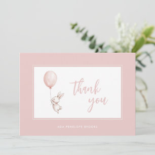 Simple Modern Script Blush Pink Baby Girl Thank You Card