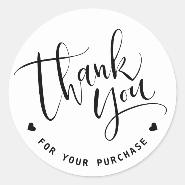 Simple Modern script business thank you Classic Round Sticker (Front)