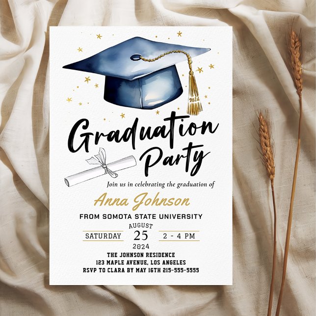 Simple Modern Script Calligraphy Graduation Party Invitation (Creator Uploaded)