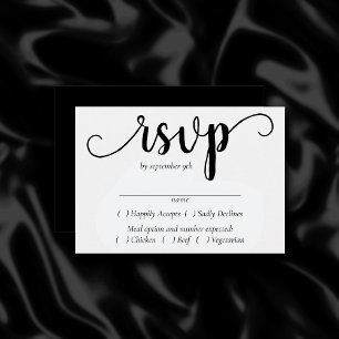 Simple Modern Script Classic Black Event Entree RSVP Card