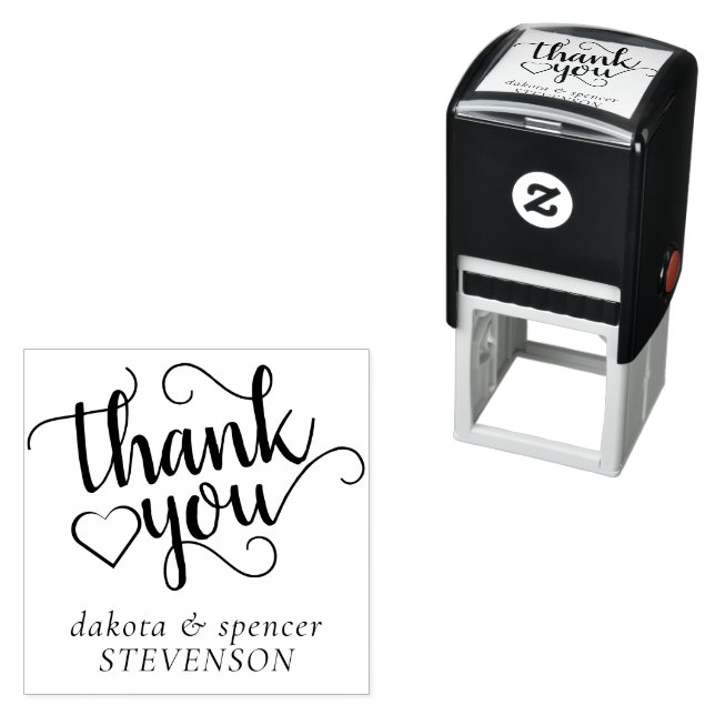 Simple Modern Script | Classic Black Thank You Self-inking Stamp (In Situ)