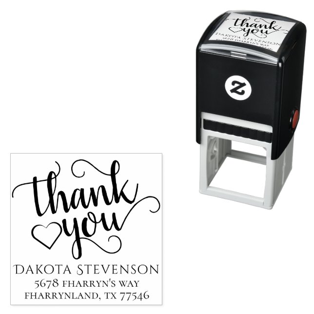 Simple Modern Script | Classic Thank You Address Self-inking Stamp (In Situ)