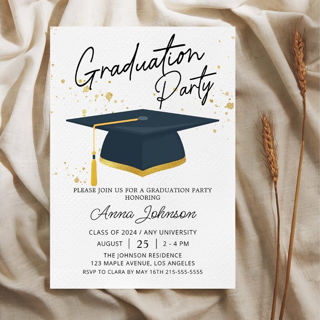Simple Modern Script College Graduation Party Invitation (Creator Uploaded)