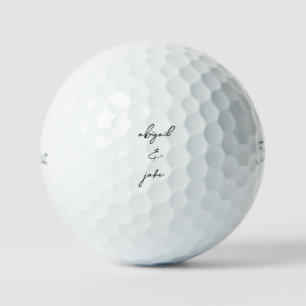Simple Modern Script Couple Black Names  Golf Balls