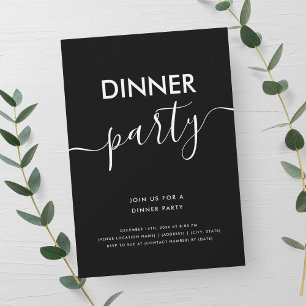 Simple Modern Script Dinner Party Invitation