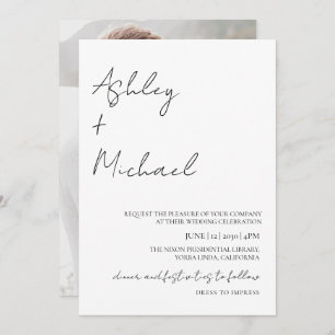 Simple Modern Script Dress Code Photo Wedding Invi Invitation