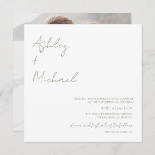 Simple Modern Script Dress Code Photo Wedding Invitation