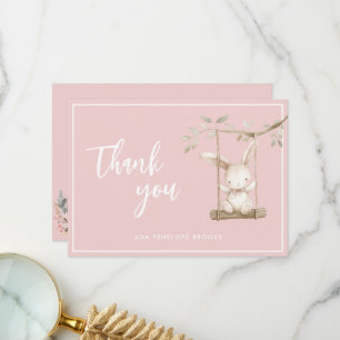 Simple Modern Script Dusty Pink Baby Girl  Thank You Card