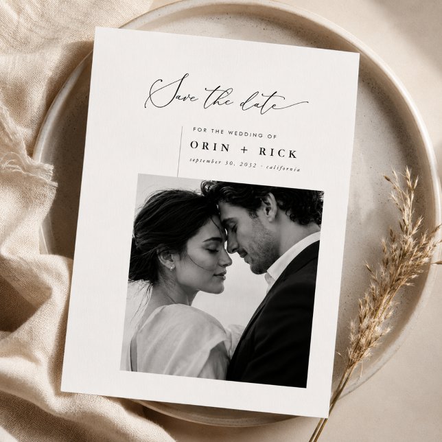 Simple Modern Script Elegant Photo Wedding Save The Date (Creator Uploaded)