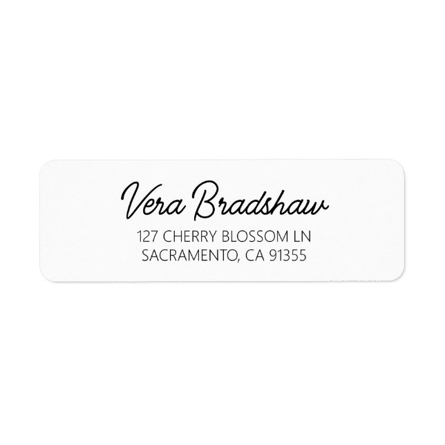 Simple Modern Script Elegant Return Address Return Address Label (Front)