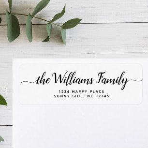 Simple Modern Script Family Name Return Address Label