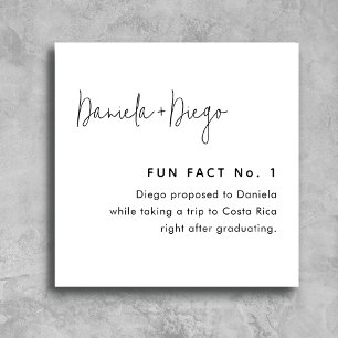 Simple Modern Script Fun Facts Wedding Napkin