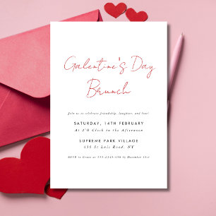 Simple Modern Script Galentines Day Brunch Party  Invitation