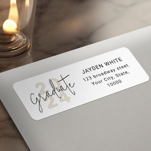 Simple Modern Script Graduate Return Address Return Address Label