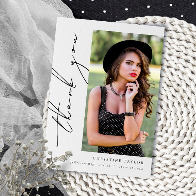 Simple Modern Script Graduation Thank You Card (Creator Uploaded)