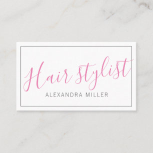 Simple modern script hair stylist business card