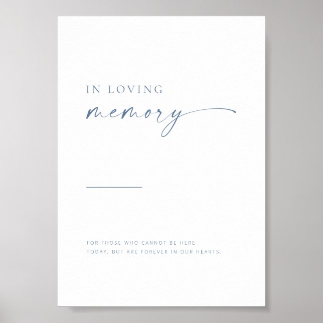 Simple Modern Script In Memory Of Sign | Blue (Front)