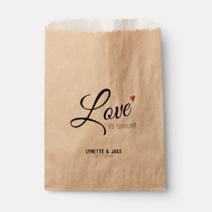 Simple Modern Script Love is Sweet Heart Wedding Favour Bag
