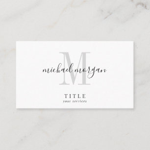 Simple Modern Script Monogram Business Card