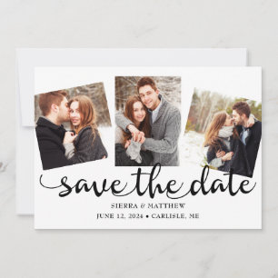 Simple Modern Script Multi Photo Wedding Save The Date