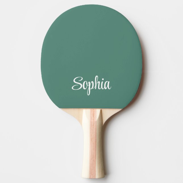 Simple Modern Script Name Monogram Green  Ping Pong Paddle (Front)