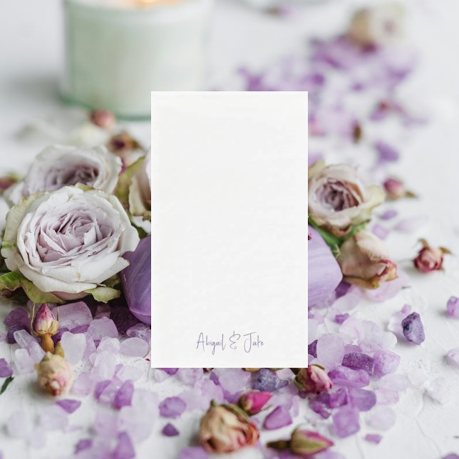 Simple Modern Script Names Lavender Wedding  Napkin (Creator Uploaded)