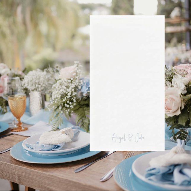 Simple Modern Script Names Sky Blue Wedding  Napkin (Creator Uploaded)
