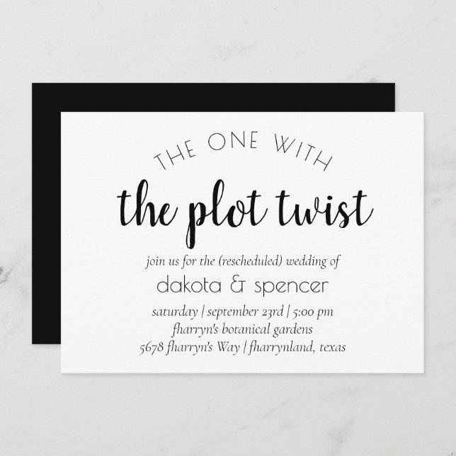 Simple Modern Script | One with Wedding Plot Twist Invitation (Front/Back)