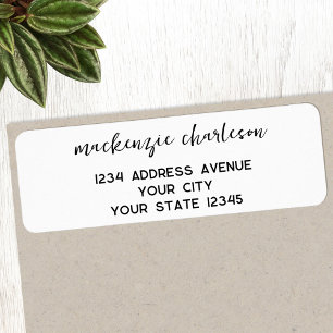 Simple Modern Script Personalised Return Address Label