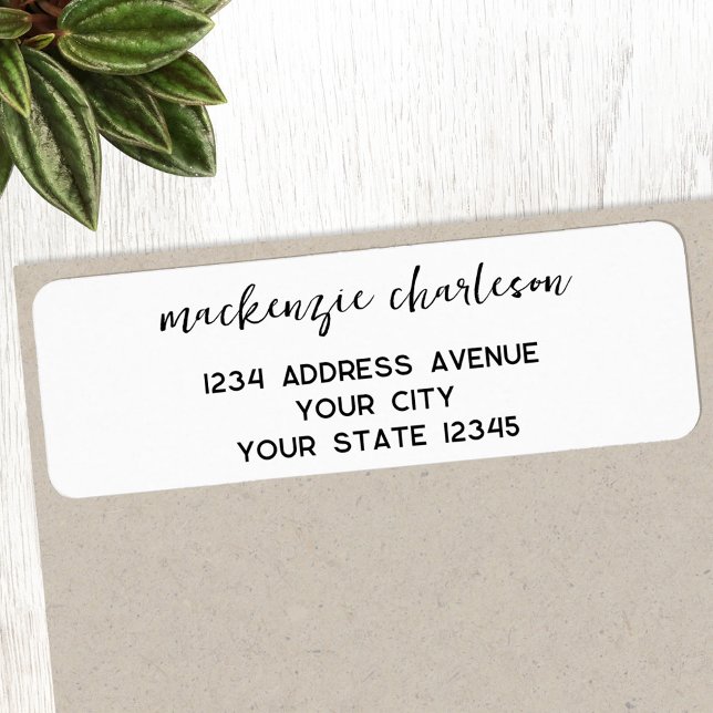 Simple Modern Script Personalised Return Address Label (Simple modern minimalist script personalized return address label sticker)