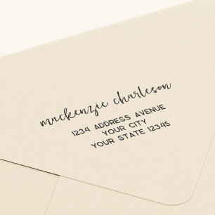 Simple Modern Script Personalised Return Address Rubber Stamp