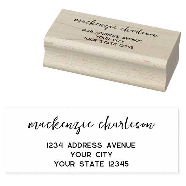 Simple Modern Script Personalised Return Address Rubber Stamp (Simple modern minimalist script personalized rubber stamp return address)