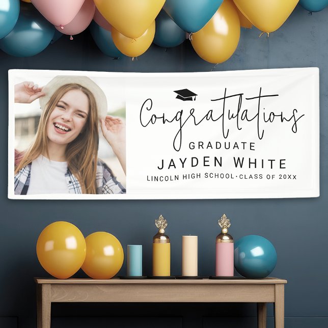 Simple Modern Script Photo Graduation Party Banner (Simple Modern Script Photo Graduation Party Banner)