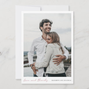 Simple Modern Script Photo Rose Gold Wedding Thank You Card
