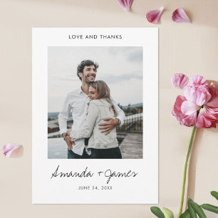 Simple Modern Script Photo Wedding Guest Thank You Card