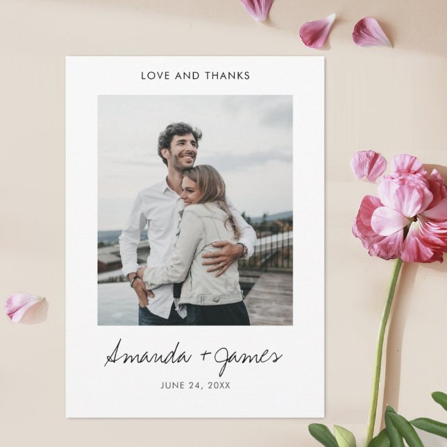 Simple Modern Script Photo Wedding Guest Thank You Card (Creator Uploaded)