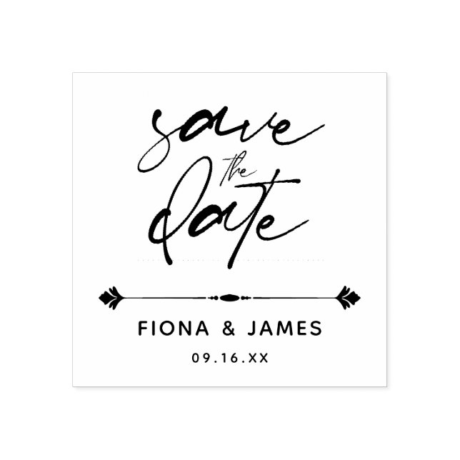 Simple Modern Script Save The Date Rubber Stamp (Imprint)