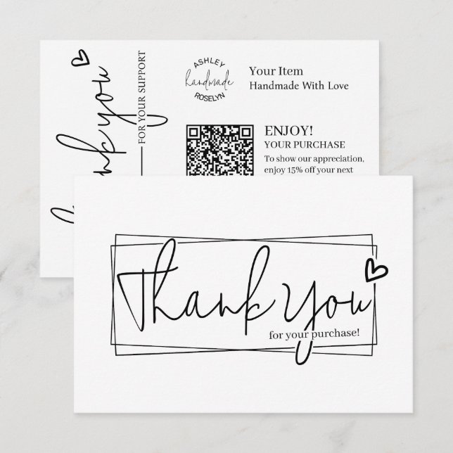 Simple Modern Script, Thank You Candle Business Enclosure Card (Front/Back)