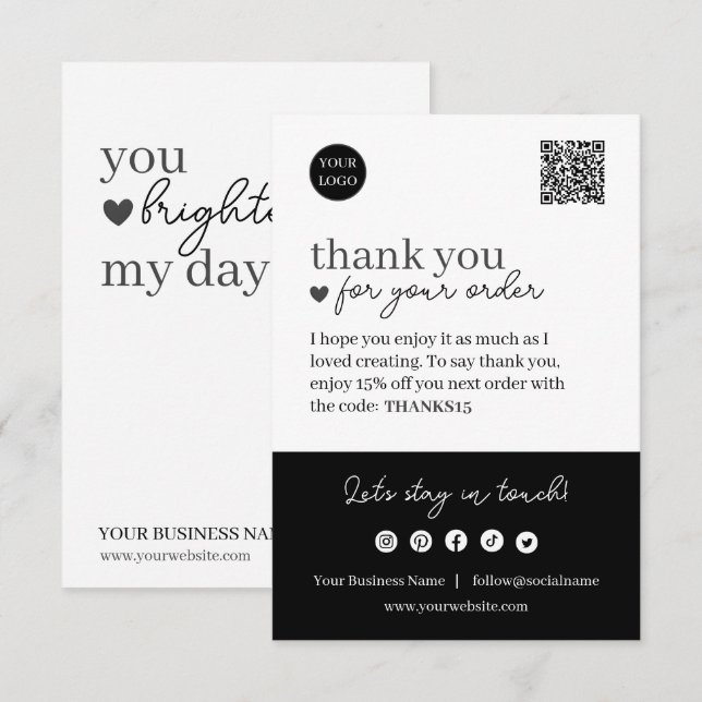 Simple Modern Script, Thank You Candle Business  Enclosure Card (Front/Back)