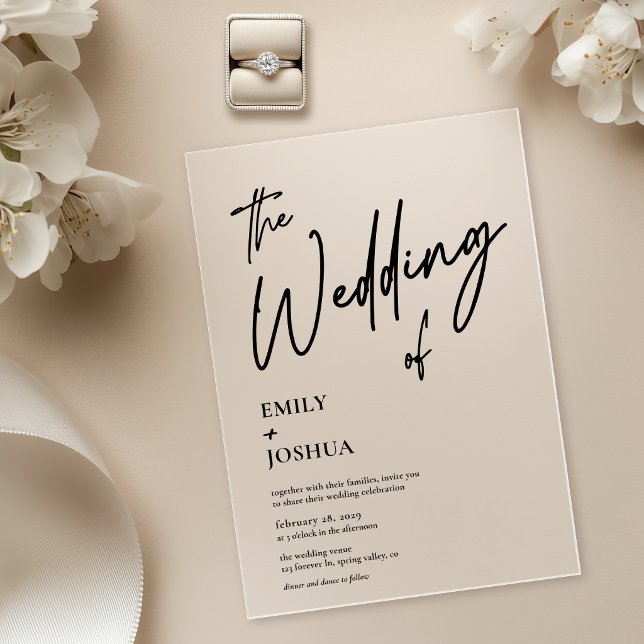Simple Modern Script Transparent Wedding Acrylic Invitations (Creator Uploaded)